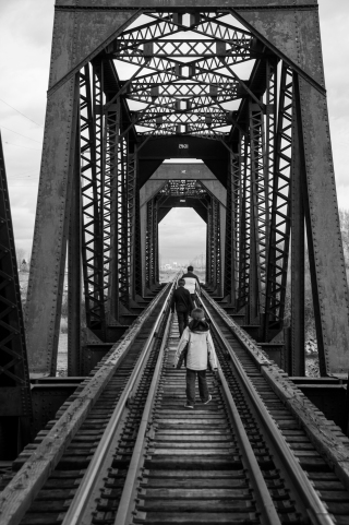Three boys and a steel bridge