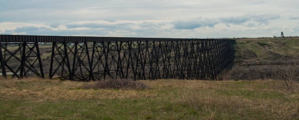 The High Level Bridge in Lethbridge, Alberta. It is the largest railroad structure in Canada and the largest bridge of its type in the world.